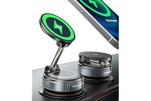 ALAFLY 15W Fast Charger Car Phone Holder Mount, Wireless Magnetic Holder with Strong Vacuum Suction, 360° Adjustable Foldable