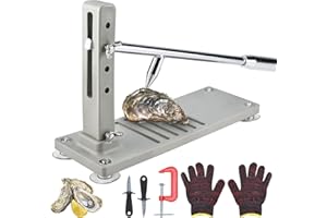 RealPlus Oyster Shucker Tool Set Adjustable Oyster Clam Opener with Shucking Knives Gloves and G-clip