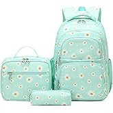 ZHANAO Daisy Backpack for Girls,Bookbag with Lunch Box Kids School Bag Set 3pcs Flower Backpack Set School Daypack