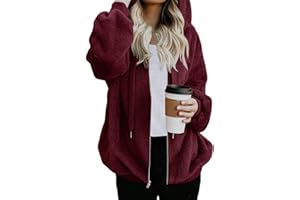 Nirovien Womens Sherpa Jacket Fuzzy Zip Up Hoodie Oversized Fleece Jackets Fluffy Coat with Pockets