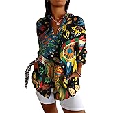 MARSVOVO Fairy 3/4 Length Sleeve Womens Blouse Novelty Wrinkle-Resistant Trendy Blouses Beach Summer Tops