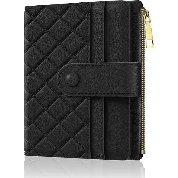 OANEXX Slim Lattice Wallet - RFID Blocking Leather Coin Purse With Zipper & Card Slots (Green)