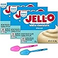 Jell-O Zero Sugar White Chocolate Instant Pudding & Pie Filling Mix 1 oz Box (Pack of 3) with By The Cup Mood Spoons