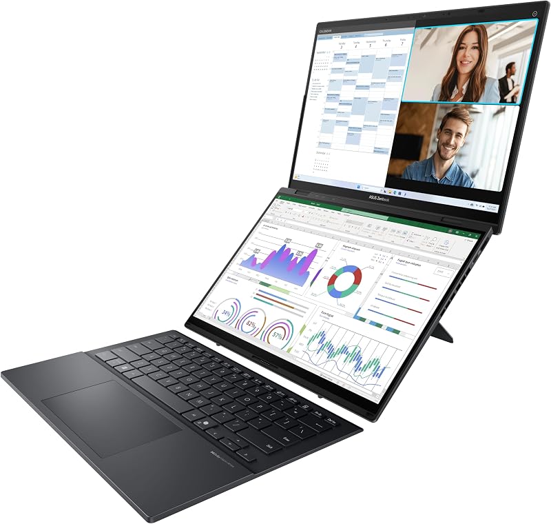 Zenbook Duo OLED UX8406CA-QL335W - Ordenador Portátil 14" WUXGA (Intel Core Ultra 7 255H, 32GB RAM, 1TB SSD, ARC 140T, Windows 11 Home) Gris Tintero - Teclado QWERTY español
