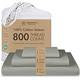 Threadmill Luxury 800 Thread Count 100% Cotton Sheets - Sateen Weave Twin XL Bed-Sheets, Better Than Egyptian Cotton,3 Pc Solid Bedding Set (Moonrock Grey), Fits 15" Deep Pocket