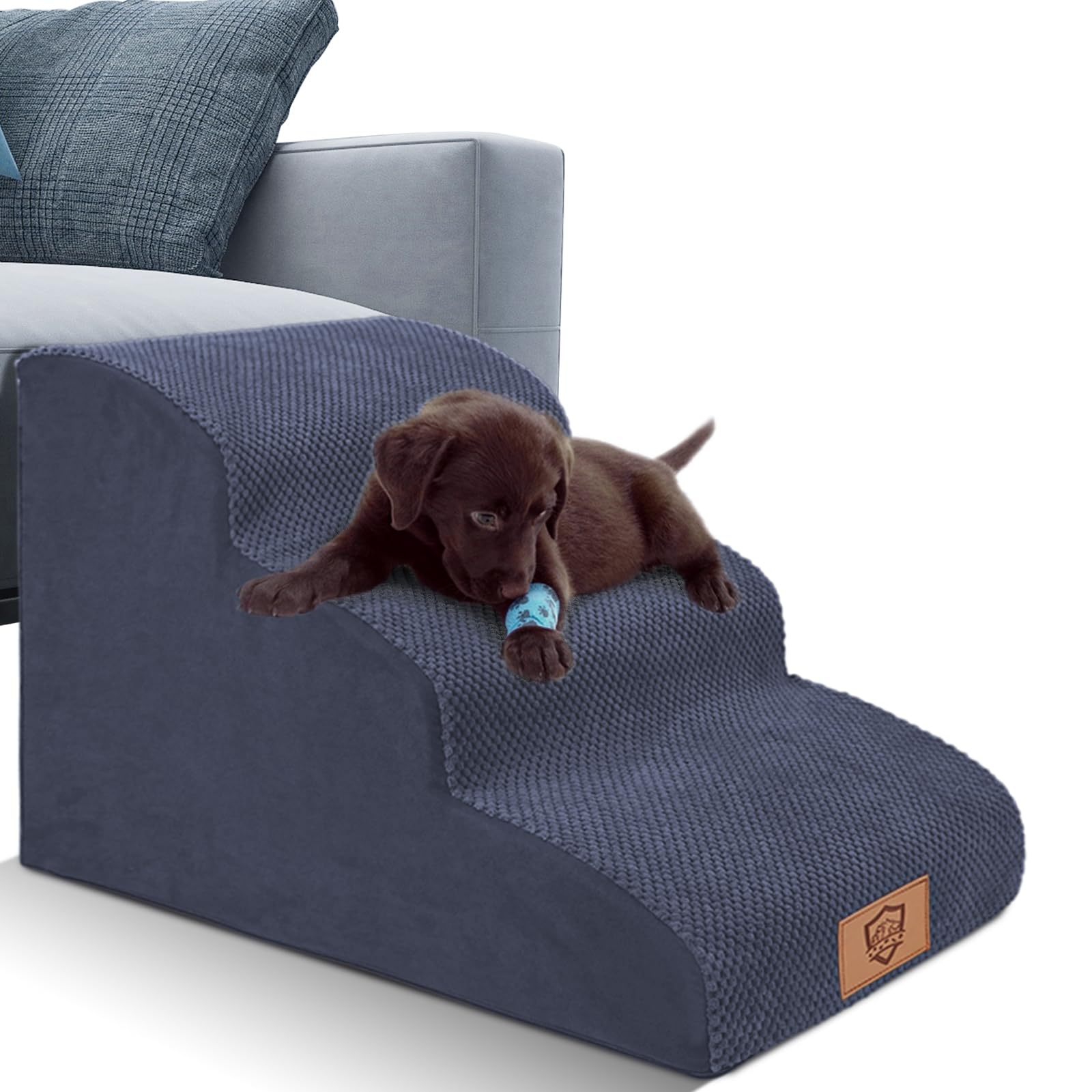Masthome 犬 階段 犬スロープ階段 ドッグステップ 犬用ステップ 3段 8色 高さ40cm ペット用 ステップ 階段 滑り止め 怪我防止 洗えるカバー 取り外し可能 ペット用品 小型犬 室内犬 高齢犬 介護用 耐久 心地よい ブラウン グレー ホワイト ブルー ベージュ ブラック マスタードイエロー アイスランドブルー の商品画像