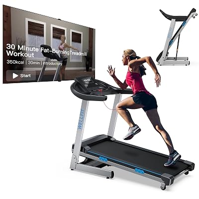 WELLFIT 4.0HP Treadmill for Home with 15% Auto Incline-400LB Weight Capacity Folding Treadmill Running Machine with App&Voice Control, Large Running Belt, Quiet Motorized Treadmill for Cardio Training