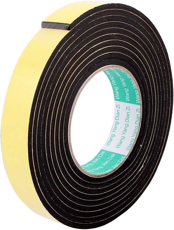 sourcingmap 25mmx4mm Single Sided Sponge Tape Adhesive Sticker Foam Glue Strip Sealing 3 Meters 10' (Pack of 1)