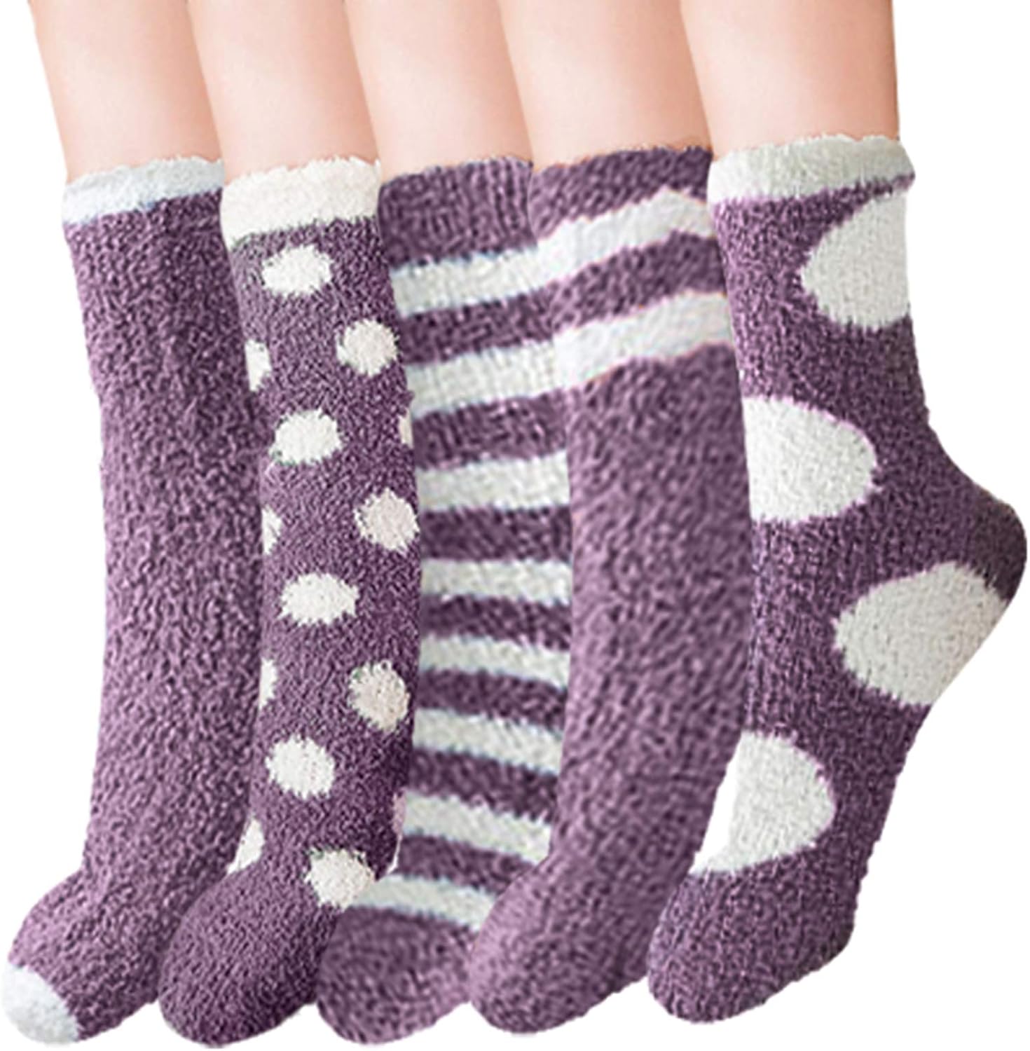 Flauschige Socken für Frauen 6 Paar weiche, flauschige und bequeme Socken für den Winter, dick