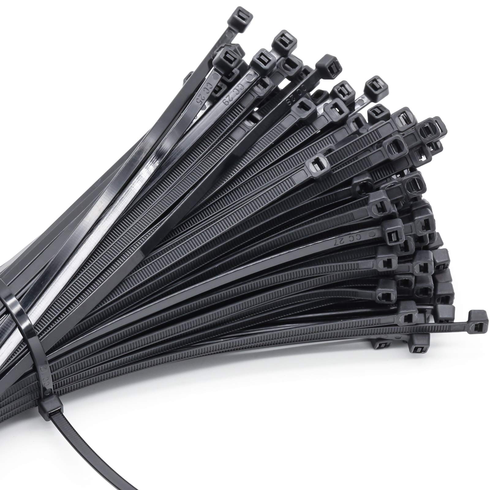 MgcTolBox Black Cable Ties 12", 250 Pack Heavy Duty Plastic Zip Ties, Multi-Purpose Wire Management Nylon Ties | 300 x 4.8 mm | Black