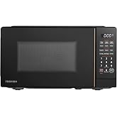 TOSHIBA Countertop Microwave Oven, 0.7 Cu.Ft, 700W, Black | with ChefDefrost, 11 Power Levels, Sound On/Off, Eco Mode, 6 Auto Menus, Child Lock, Compact Design, for Apartment &amp; Dorm