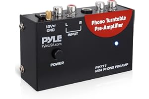 Pyle Output PP777 Phono Turntable Preamp Mini Electronic Audio Stereo Phonograph Preamplifier Input, RCA Output & Low Noise O