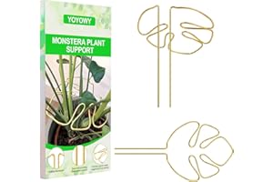 YOYOWY Monstera Plant Support,Unique Monstera Shaped Plant Support Ring,Plant Support Stakes for Outdoor Plants and Indoor Plants (Gold 2 pcs)