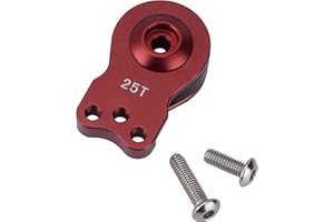 DJX Aluminum 25T Servo Saver 3 Holes Adjustable Hi-Torque Servo Horn for 1/8 1/10 Remote Control Car Boat (Red)