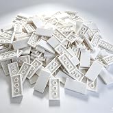 100 Piece White Building Tiles Bulk Assortment Pack, 2x4 Tiles Accessories for Building, Compatible with Lego Parts and Pieces