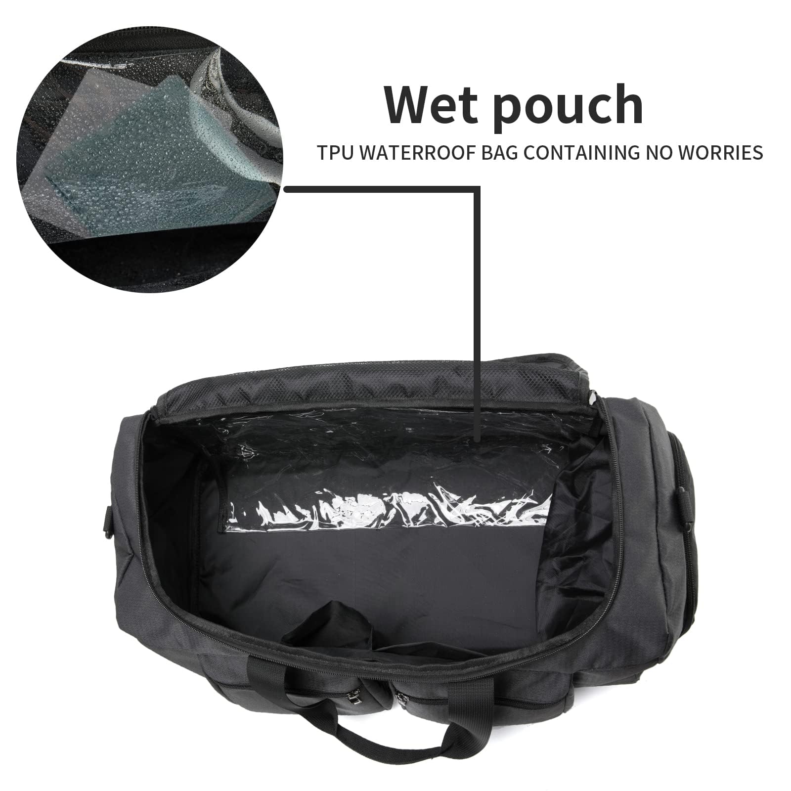 seyfocnia Gym Weekender Bag for Men Women Travel Duffel with Wet Pocket Overnight with Shoe Compartment Carry On Travel Bag Gym Duffle Sports Bag-Black