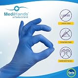 Farla Medical MediHands Blue Vinyl Medium Exam Gloves 1000ct Powder Free Latex view 2