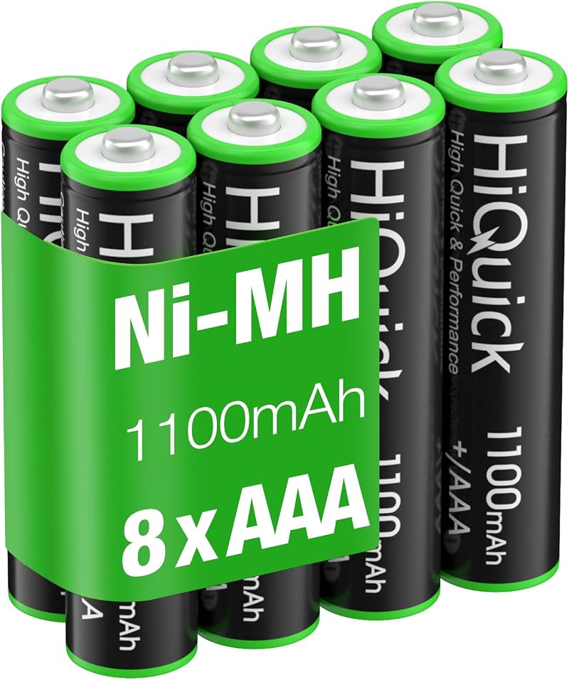 HiQuick 8 x AAA 1100mAh Ni-MH Rechargeable Batteries Pack