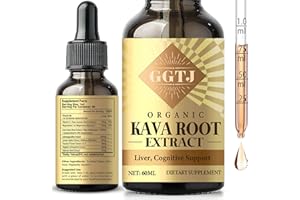 GGTJ Kava Kava Root Extract Supplement, Kava Drops, High Concentration Kava Extract for Relaxation and Immune Support, Vegan Non GMO, 2 Fl Oz