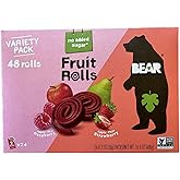 Bear Real Fruit Snack Rolls, Strawberry &amp; Raspberry Variety Pack, 48 Roll (24pk, 2 rolls per Pack)