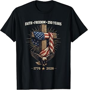 Christian America 250th Anniversary Cross Flag T-Shirt