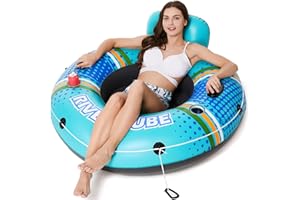 Jasonwell Inflatable River Tube Float - Heavy Duty River Float Pool Floats Lake Premium Water Tubes for Floating Recreational River Raft Lounge Floaties with 2 Cup Holders for Adult
