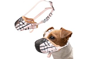 TZBEINN Dog Muzzle, Soft Basket Air Mesh Muzzles for Medium Sized Dogs Anti Chewing, Breathable Adjustable Muzzle for Beagle Jack Russell, etc, Suit for Grooming Vet Visits Allows Panting Drinking.