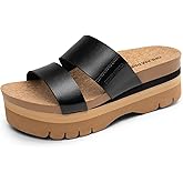 DREAM PAIRS Women's Platform Slides Sandals Comfortable Arch Support Footbed Two Strap Slip-on Fashion Beach Wedge Sandals