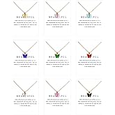 JTYKUYR 9 Pcs Butterfly Pendant Necklace for Women,Bohemian Acrylic Butterfly Chain Necklace Adjustable,Retro Card Jewelry Gifts for Women Friendship Party