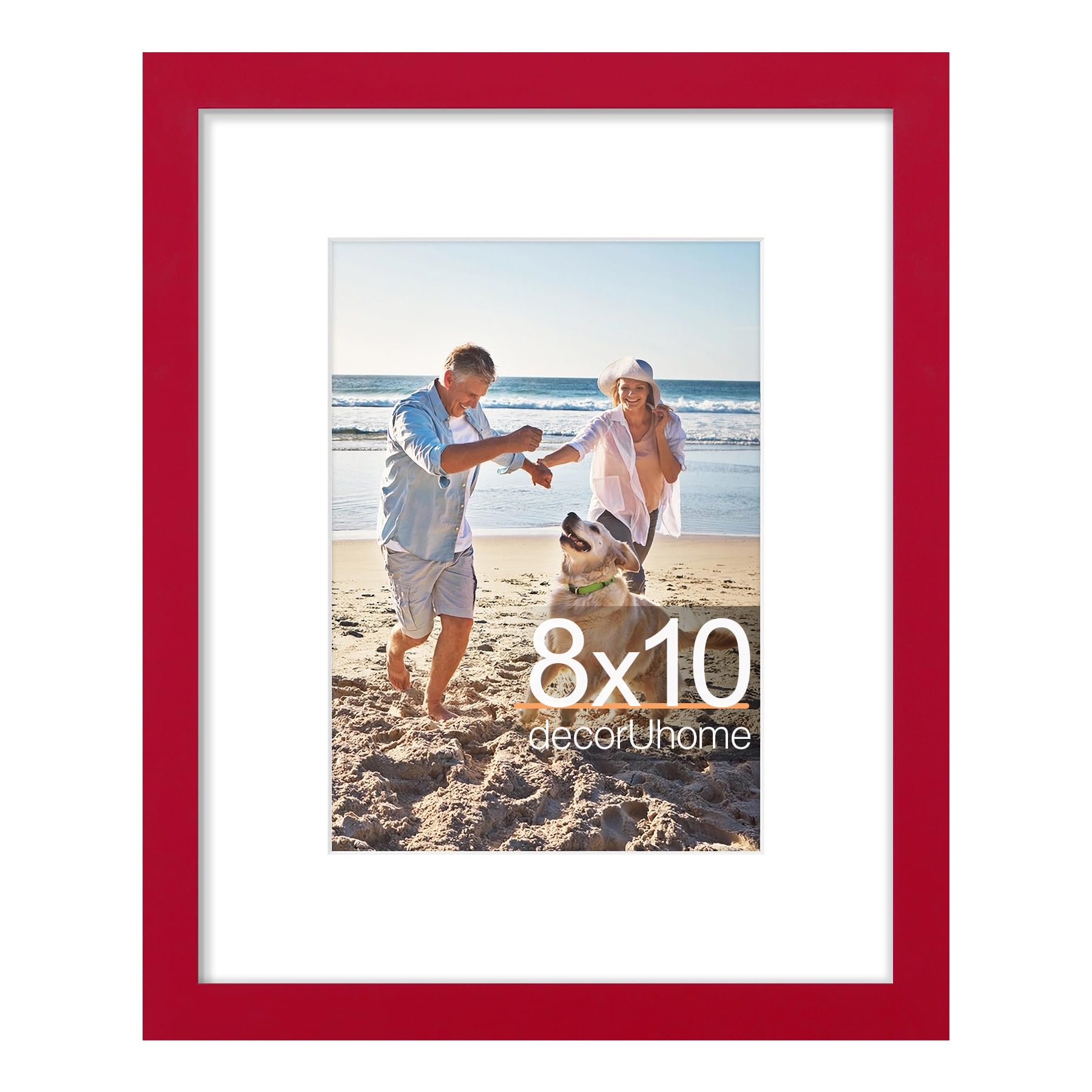Photo 1 of decorUhome 8x10 Picture Frame, Display Pictures 5x7 with Mat or 8x10 without Mat, Wall & Tabletop Display Photo Frame, Red, 1 Pack