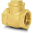 1-1/4" NPT Horizontal Check Valve, Brass Non Return Swing Check Valve to Prevent Water Backflow, Level One Way Counterflow Valve to Prevent the Medium Backflow for Oil Water Gas Air（1-1/4", DN32）