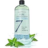 Pure Castile Soap, Peppermint - No Palm Oil, GMO-Free - Gentle Liquid Soap For Sensitive Skin & Baby Wash - All Natural Vegan Formula with Organic Carrier Oils (33.8 fl oz)
