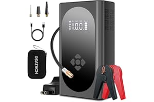 Scatach Q12 4000A 150PSI Jump Starter with Air Compressor, Jump Starter Battery Pack (Up to 10.0L Gas/8.0L Diesel), with Large Display, 3 Modes Flashlight and Jumper Cable