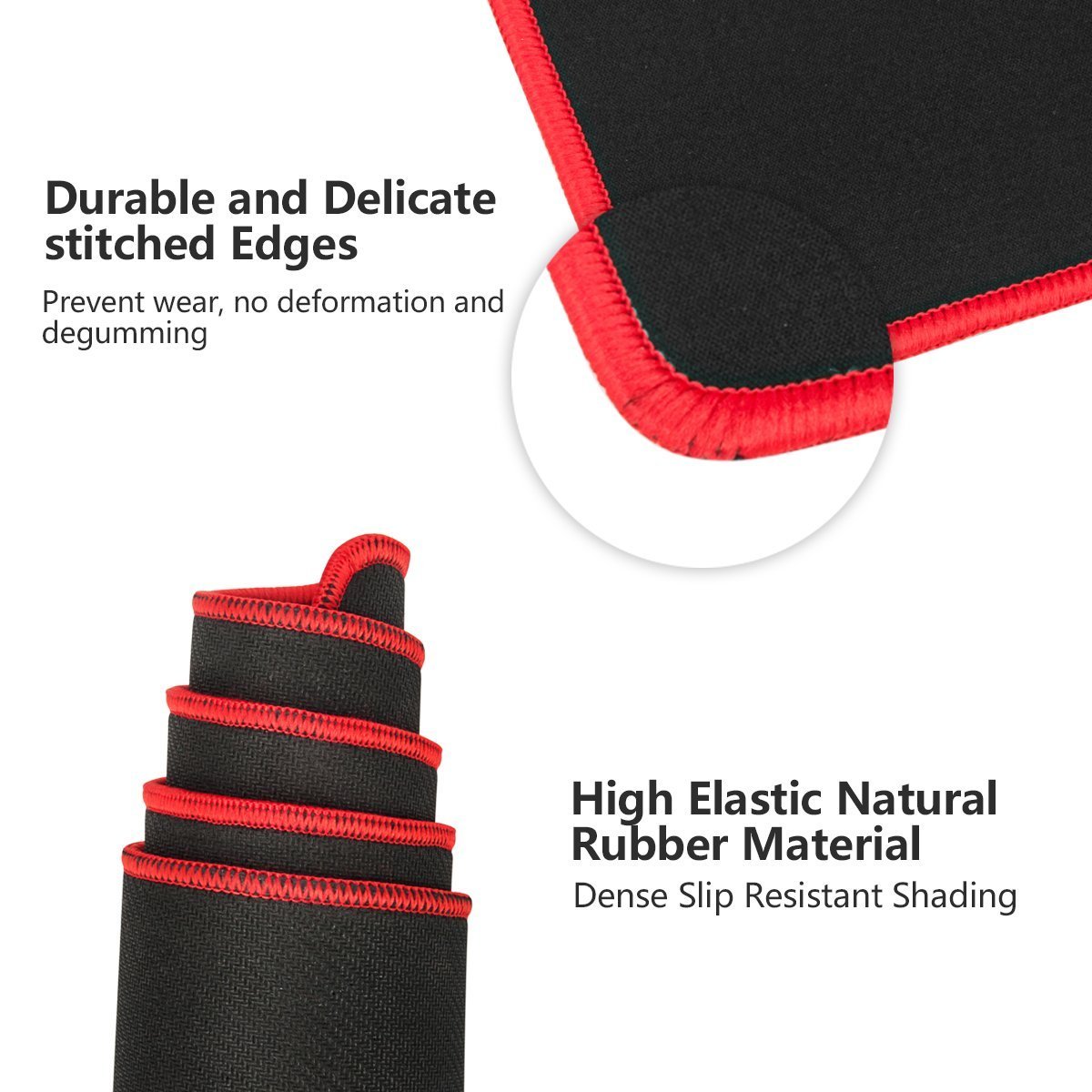 Gaming Mouse Pad, Vellepro XLarge Computer Extended Keyboard Mouse Mat Mousepad, Stitched Edges - Non-Slip Water-Resistant Rubber Base, 31.5 x 11.8 x 0.12 inch - Black