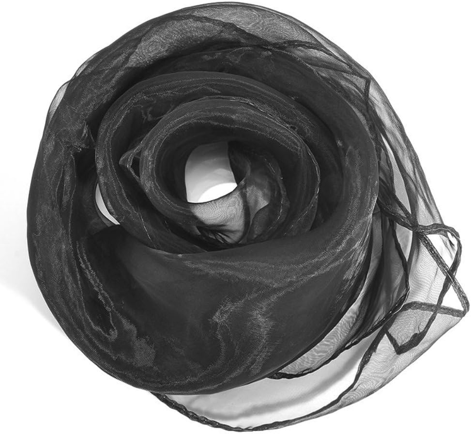 Fashion Women's Solid Color Lightweight Chiffon Square Scarf Neck Wrap Shawl - Black