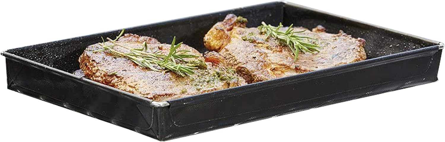 Durandal Grillschale 18x28x3cm | Wiederverwendbare Auflaufform für Elektrogrill, Camping Grill &amp; Holzkohlegrills mit Antihaftbeschichtung | Grill Zubehör