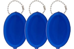 Oval Rubber Coin Purse Change Holder Made in U.S.A. For Men/Woman With Chain Pouch Made By Nabob Leather (Blue 3 Pack)