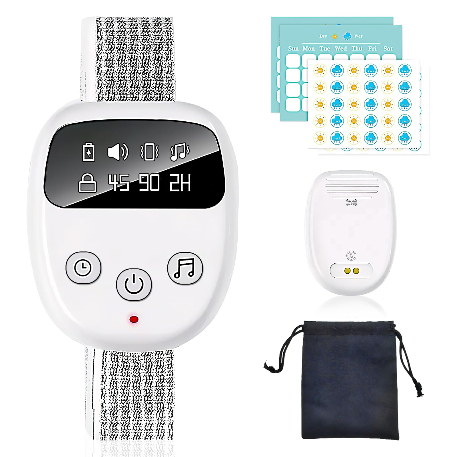 Photo 1 of Wireless Bedwetting Alarm for Children and Adults, Rechargeable Bed Wetting Alarm for Kids, Night Potty Training Device for Boys and Girls, Moisture Events Reminder Device for Elderly (Pearl White)