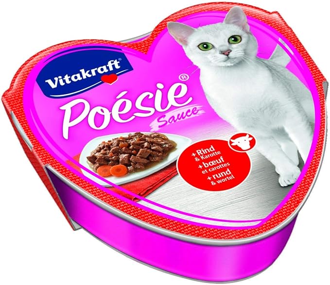 Vitakraft Comida para gatos Poesía Salsa, Vacuno y Zanahoria - 15 Cuencos: Amazon.es: Hogar