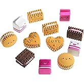 Cookie Erasers for Kids, 12 Pieces 3D Cute Food Puzzle Mini Biscuit Eraser, Cool Fun Take Apart Desk Pet Erasers for Girls