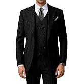WOUIEWN Men's Herringbone Tweed 3 Piece Suit Set | Herringbone tweed fabric, retro vintage style, jacket vest pants set, slim fit, ideal for wedding prom and autumn winter