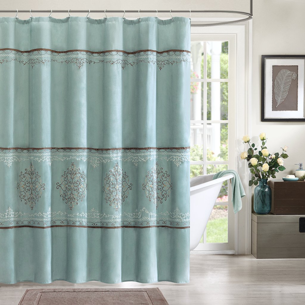 Carlyle Polyester Shower Curtain Blue (72"x72") 675716553203 eBay