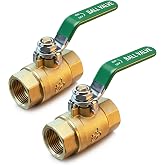 MECHFIX Brass Ball Valve 3/4 Inch NPT, 2 Pack Shut Off Valve | Heavy Duty Forged for Water Oil Gas, 300 WOG Manual Quarter Turn with Green Lever Handle