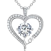 Moissanite Heart Necklaces for Women, 1-3 Carat Moissanite 925 Sterling Silver Love Jewelry, Valentines Day Birthday Wedding Anniversary Engagements Gifts for Women Wife Girlfriend Mom Her