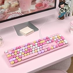 MOFII Wired Full Size USB Keyboard, Colorful Retro