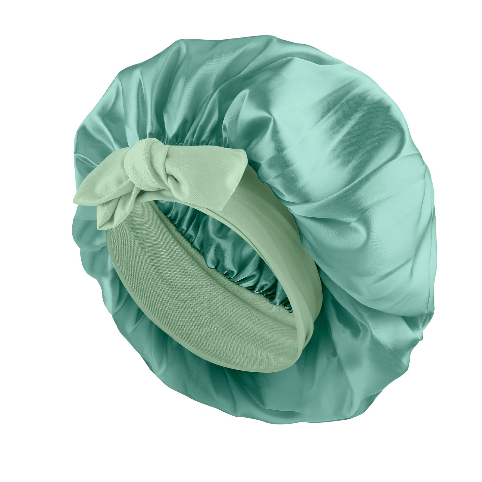 Abeillo Satin Sleep Bonnets for Women, 1PC Satin Night Sleeping Cap Soft Silk Bonnets for Sleeping, Hair Bonnet with Tie Band for Curly Hair Braid Women (Sage Green) — image 1