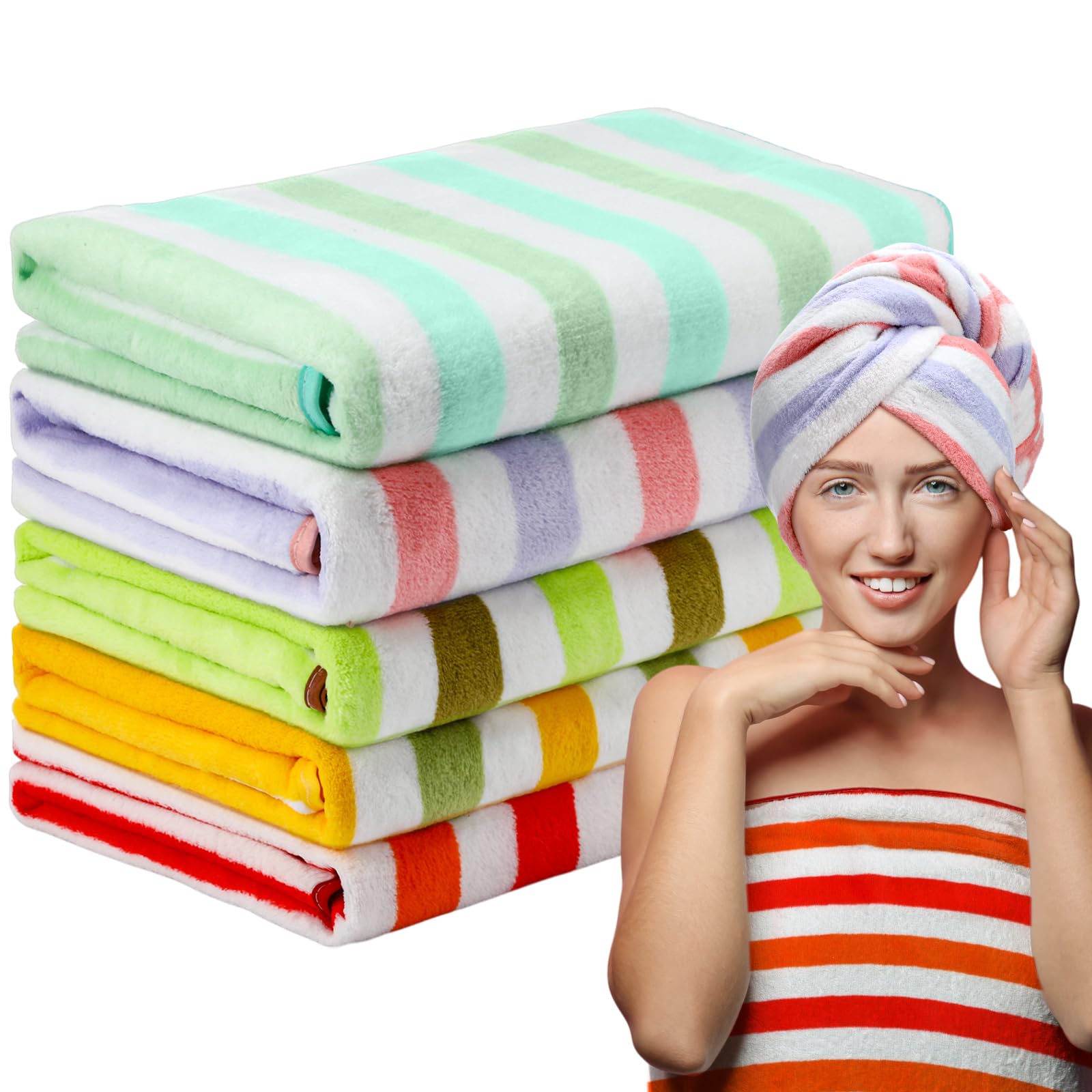Photo 1 of ***INCOMPLETE SET -SELLING AS IS ***
Peryiter 3 Pcs Large Stripe Beach and Pool Towels Bulk 27.56 x 55.12'' Oversized Velour Striped Quick-drying Soft Colorful Bath Towel for Bathroom Spa Shower Gifting Hotel Gym Beach Pool, Mixed Colors