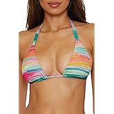 BECCA Women's Standard Triangle Bikini Top, Adjustable, Tie Back, Swimwear Separates, Verano (Multicolor), D