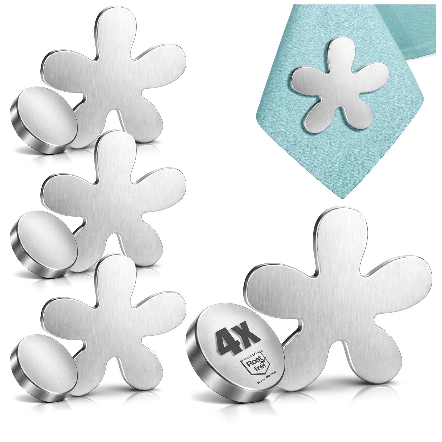 com-four® 4x tablecloth weights - tablecloth weights made of stainless steel - magnetic tablecloth clip - approx. 45 g