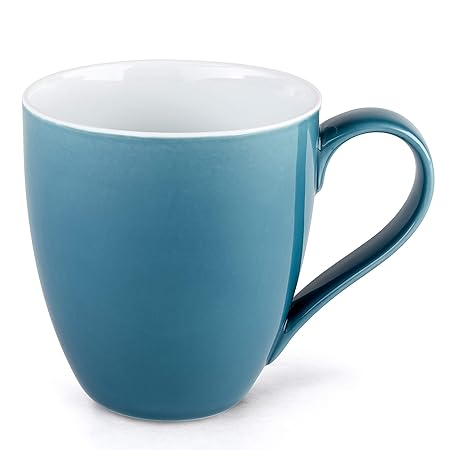 Hausmann & Söhne XXL Tasse blau groß aus Porzellan | Jumbotasse 500 ml (550 ml randvoll) | Kaffeetasse/Teetasse groß | Kaffee